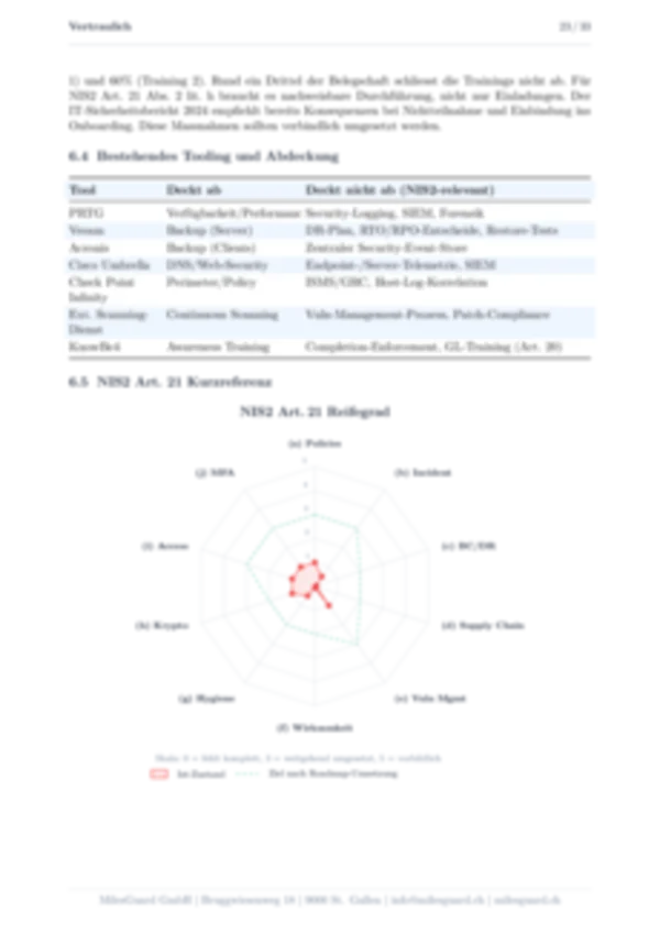 NIS2 Art. 21 Reifegrad Spider-Diagramm